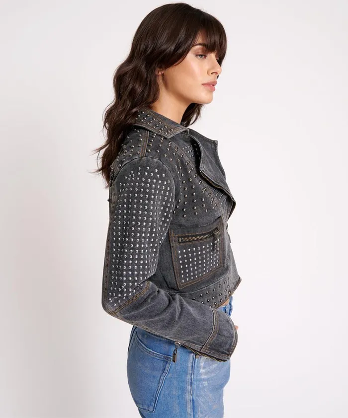 One Teaspoon Jackets REBEL REBEL STUDDED DENIM JACKET 8211 Women