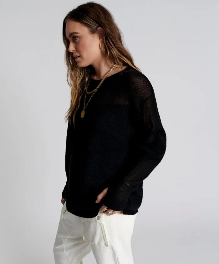 One Teaspoon Knitwear SHATTERED CREW KNIT SWEATER BLACK 8211 Women