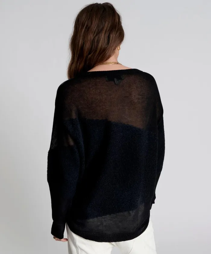 One Teaspoon Knitwear SHATTERED CREW KNIT SWEATER BLACK 8211 Women