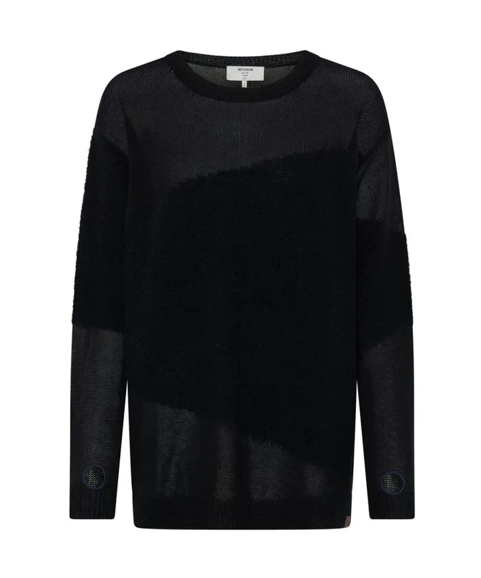 One Teaspoon Knitwear SHATTERED CREW KNIT SWEATER BLACK 8211 Women