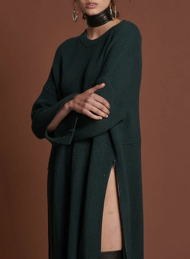 One Teaspoon Midi and Maxi Dresses BOTTLE GREEN STUDIO ZIP KNIT DRESS 8211 Women