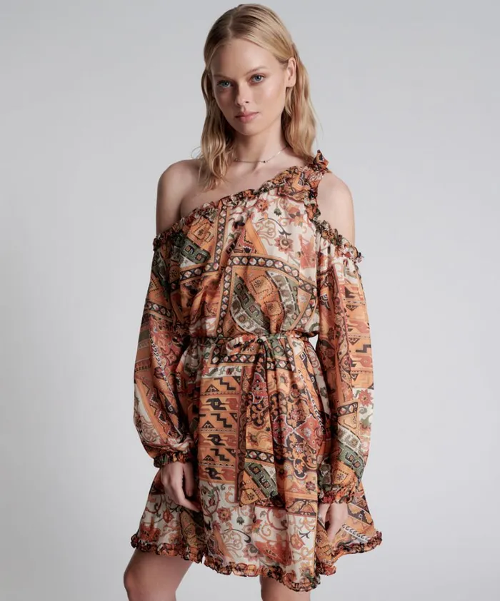 One Teaspoon Mini Dresses BAZAAR PAISLEY ONE SHOULDER DRESS 8211 Women One Teaspoon Mini Dresses BAZAAR PAISLEY ONE SHOULDER DRESS 8211 Women