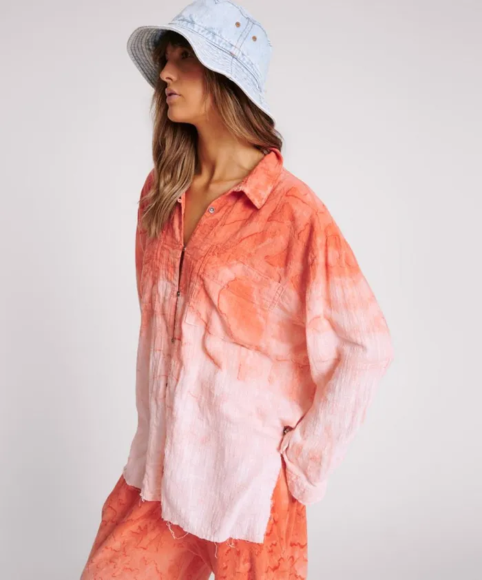 One Teaspoon Shirts HAND PAINTED SUNSET MUSLIN LONGLINE SHIRT 8211 Women One Teaspoon Shirts HAND PAINTED SUNSET MUSLIN LONGLINE SHIRT 8211 Women