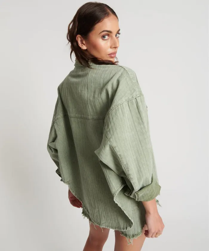 One Teaspoon Shirts KHAKI LOGO JACQUARD DARIA SHACKET 8211 Women One Teaspoon Shirts KHAKI LOGO JACQUARD DARIA SHACKET 8211 Women