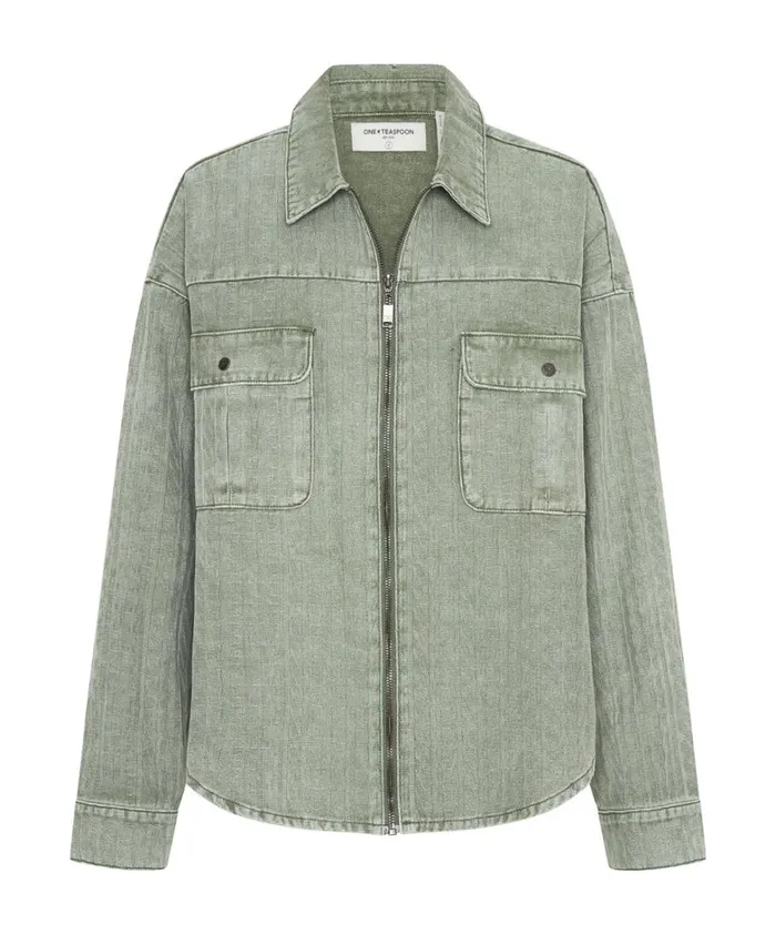 One Teaspoon Shirts KHAKI LOGO JACQUARD DARIA SHACKET 8211 Women One Teaspoon Shirts KHAKI LOGO JACQUARD DARIA SHACKET 8211 Women