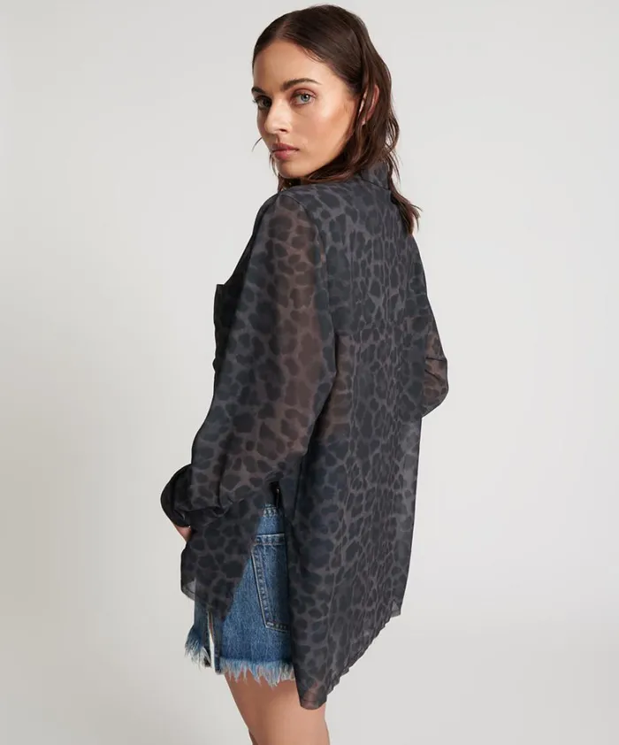 One Teaspoon Shirts LEOPARD CHIFFON LONGLINE SHIRT 8211 Women One Teaspoon Shirts LEOPARD CHIFFON LONGLINE SHIRT 8211 Women