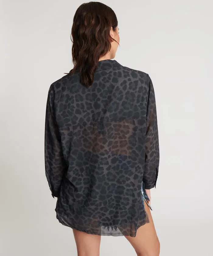 One Teaspoon Shirts LEOPARD CHIFFON LONGLINE SHIRT 8211 Women One Teaspoon Shirts LEOPARD CHIFFON LONGLINE SHIRT 8211 Women