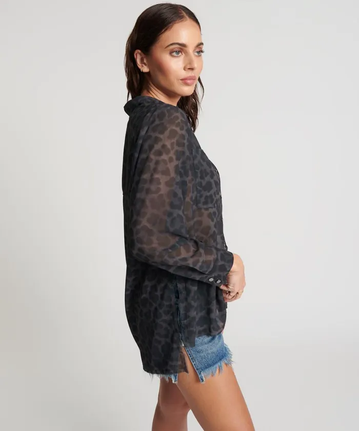 One Teaspoon Shirts LEOPARD CHIFFON LONGLINE SHIRT 8211 Women One Teaspoon Shirts LEOPARD CHIFFON LONGLINE SHIRT 8211 Women