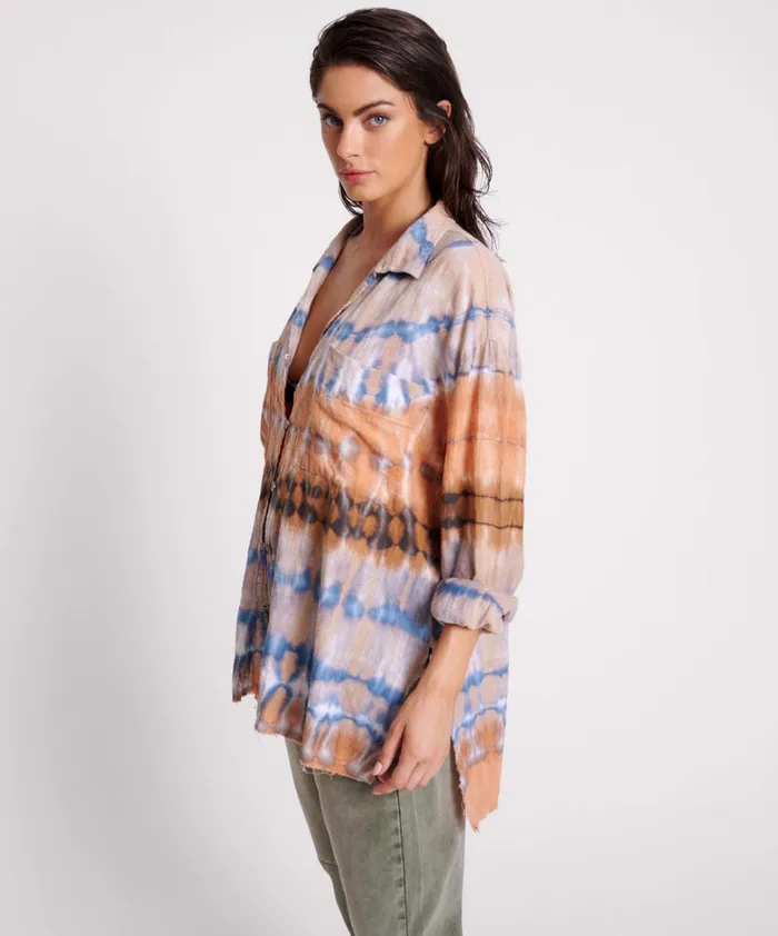 One Teaspoon Shirts MIRAGE HAND TIE DYED MUSLIN LONG LINE SHIRT 8211 Women