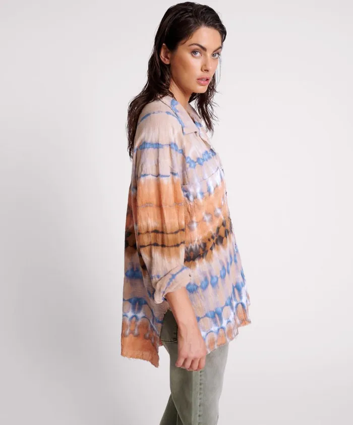 One Teaspoon Shirts MIRAGE HAND TIE DYED MUSLIN LONG LINE SHIRT 8211 Women