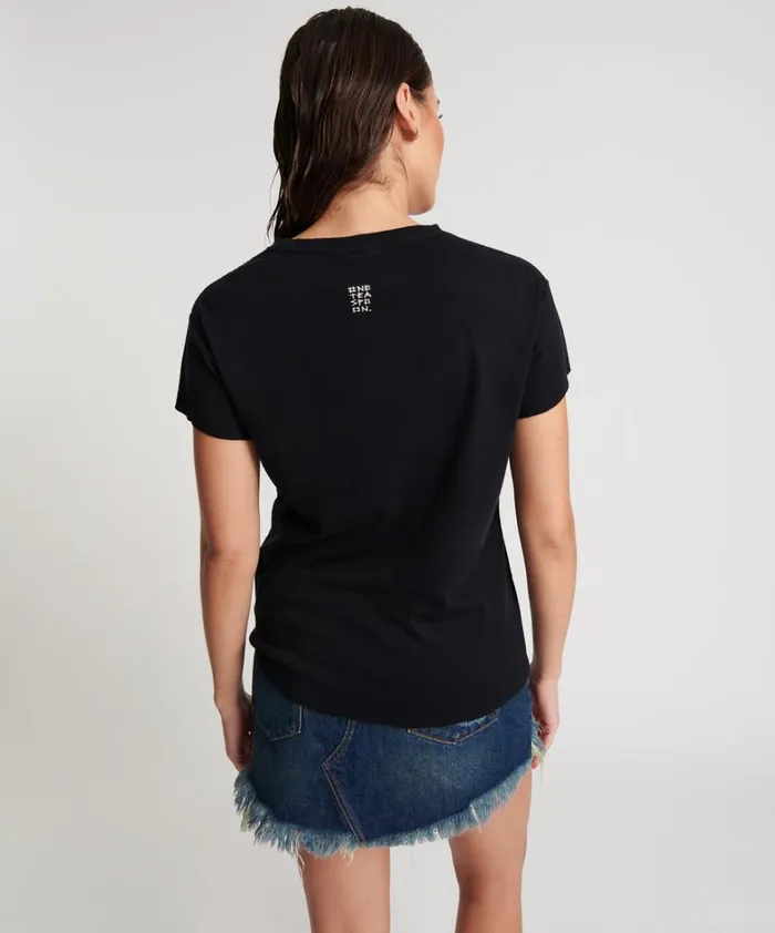 One Teaspoon Tees and Tanks BLACK DEEP V CUT OUT TEE 8211 Women