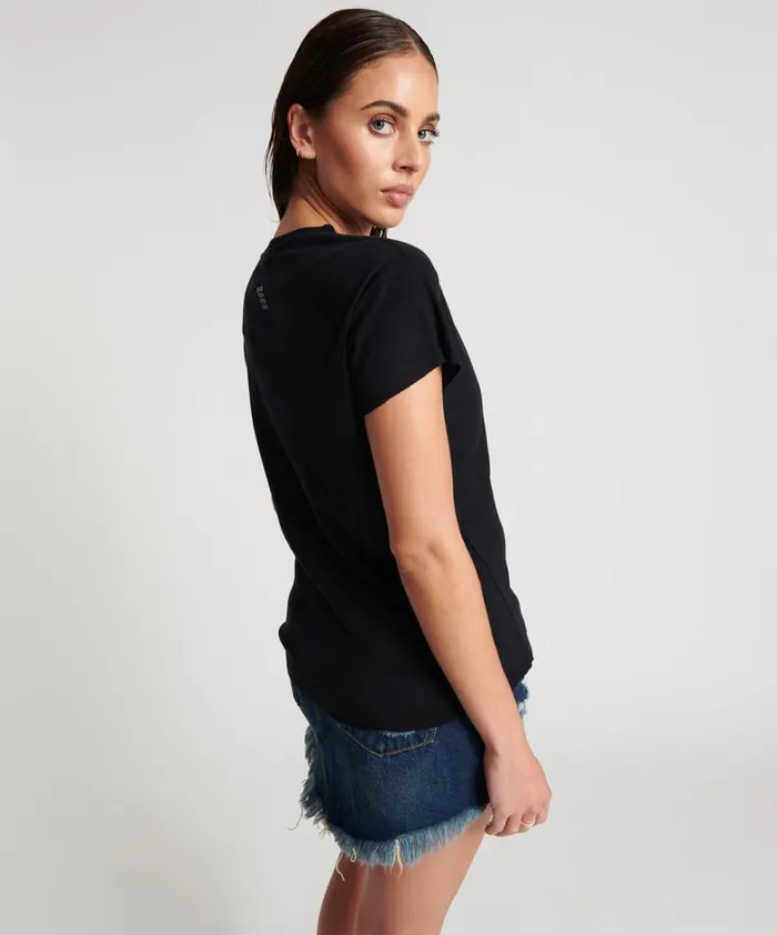 One Teaspoon Tees and Tanks BLACK DEEP V CUT OUT TEE 8211 Women