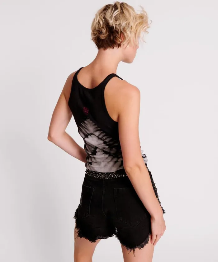One Teaspoon Tees and Tanks BLACK XRAY ONE TEASPOON RIB SINGLET 8211 Women