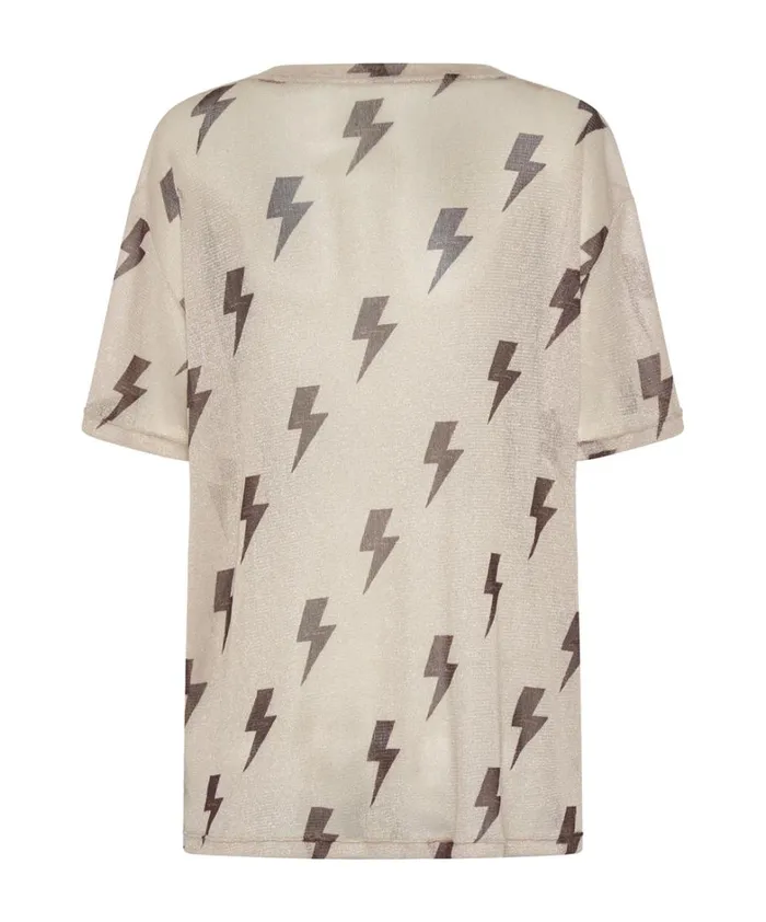 One Teaspoon Tees and Tanks LIGHTNING STRIKES MESH TEE SHIRT 8211 Women
