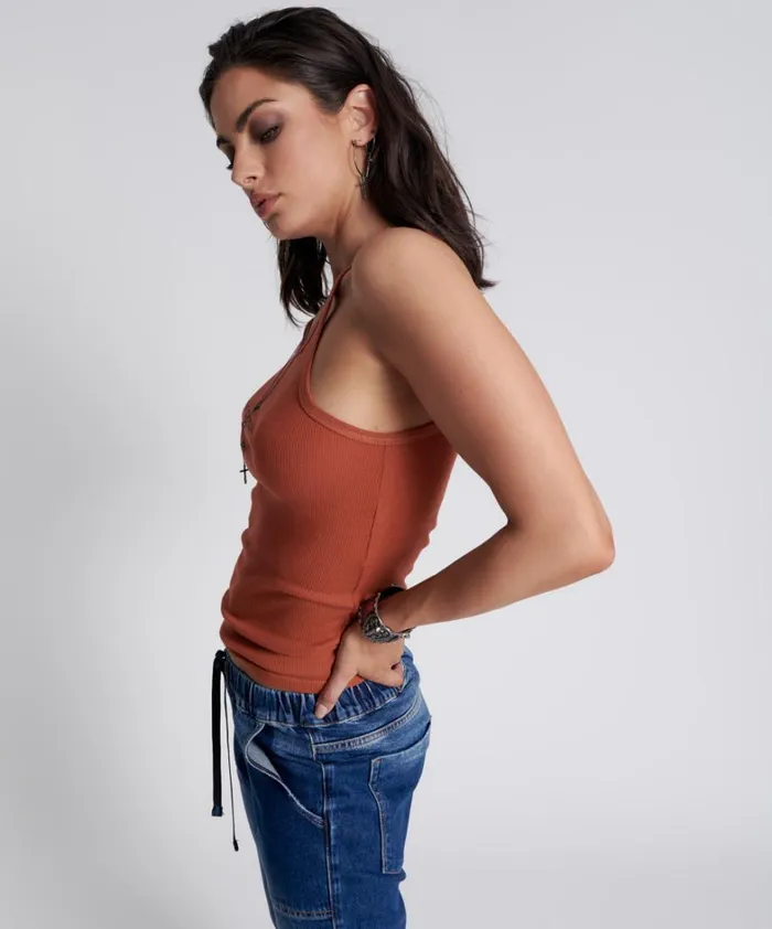 One Teaspoon Tees and Tanks ONE TEASPOON LOGO SINGLET 8211 Women