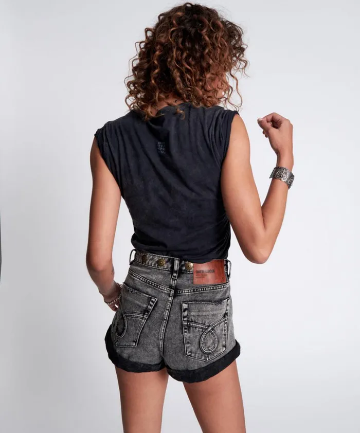 One Teaspoon Tees and Tanks ONE TEASPOON ORGANIC FITTED LOGO TEE BLACK 8211 Women
