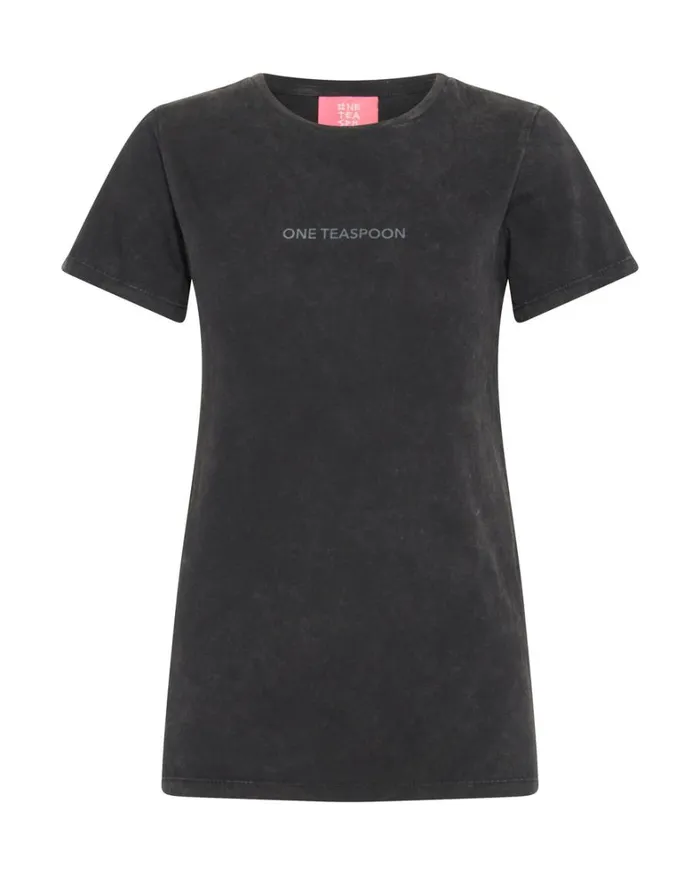 One Teaspoon Tees and Tanks ONE TEASPOON ORGANIC FITTED LOGO TEE BLACK 8211 Women