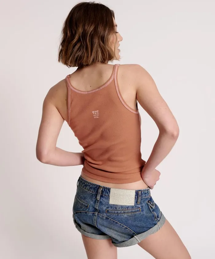 One Teaspoon Tees and Tanks ONE TEASPOON RIB SINGLET BROWN 8211 Women One Teaspoon Tees and Tanks ONE TEASPOON RIB SINGLET BROWN 8211 Women