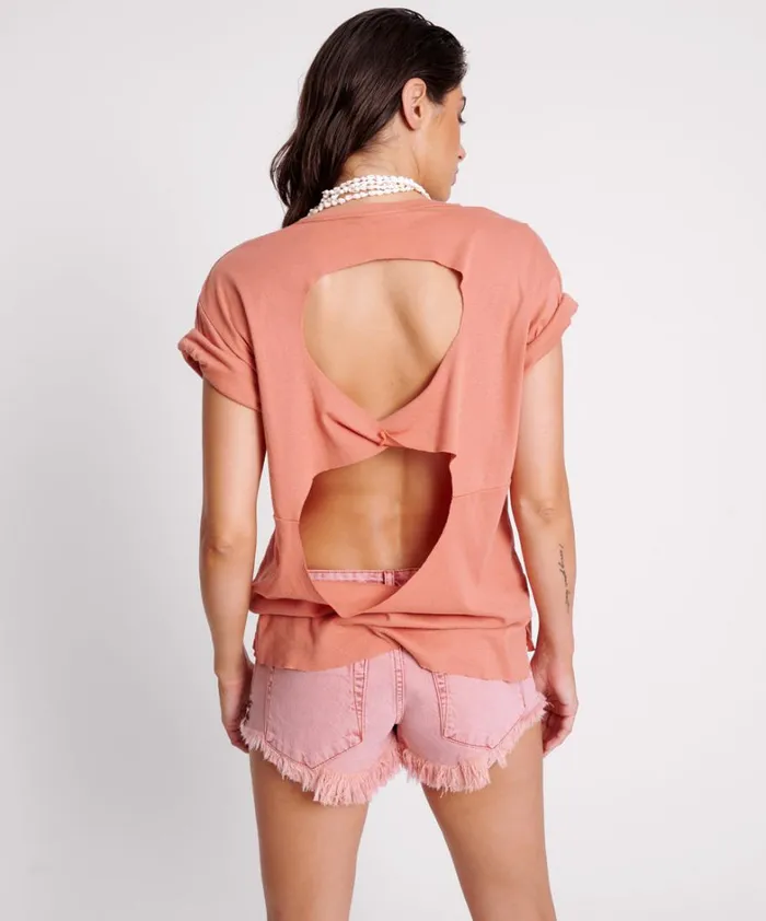 One Teaspoon Tees and Tanks TERRACOTTA LUCKY 8 BOYFRIEND TEE 8211 Women