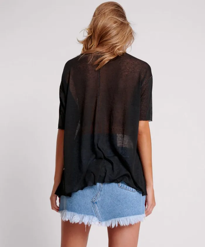 One Teaspoon Tops BLACK SPLIT SEAM TEE 8211 Women One Teaspoon Tops BLACK SPLIT SEAM TEE 8211 Women