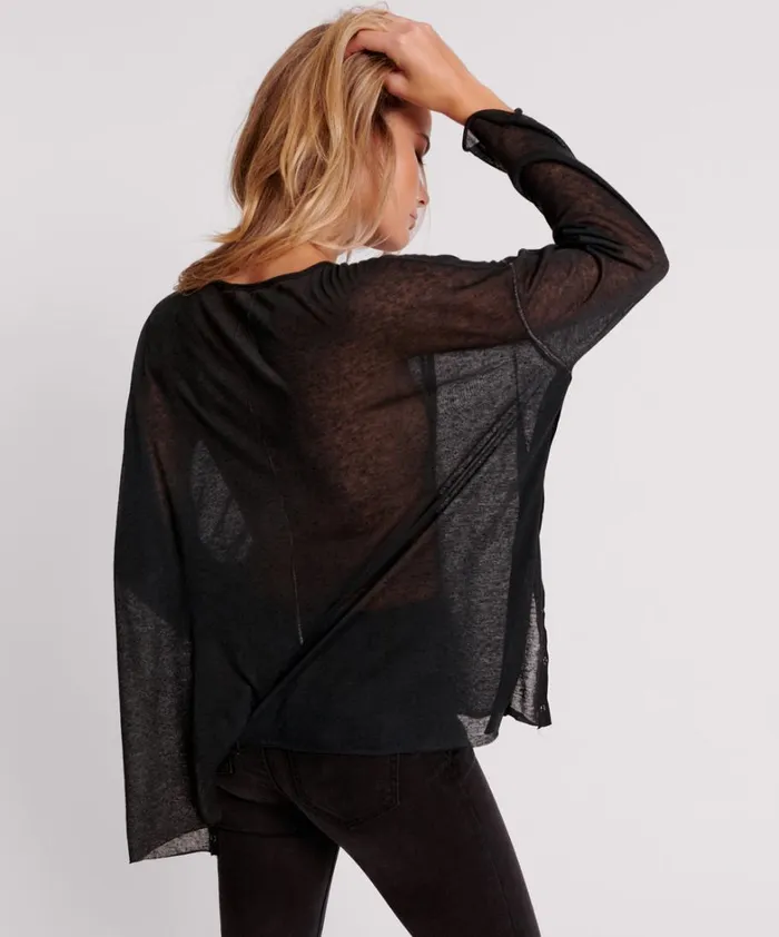 One Teaspoon Tops BLACK SPLIT SIDE LONG SLEEVE TEE 8211 Women One Teaspoon Tops BLACK SPLIT SIDE LONG SLEEVE TEE 8211 Women