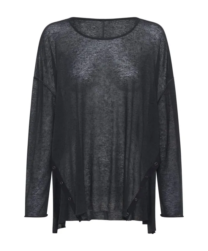 One Teaspoon Tops BLACK SPLIT SIDE LONG SLEEVE TEE 8211 Women One Teaspoon Tops BLACK SPLIT SIDE LONG SLEEVE TEE 8211 Women