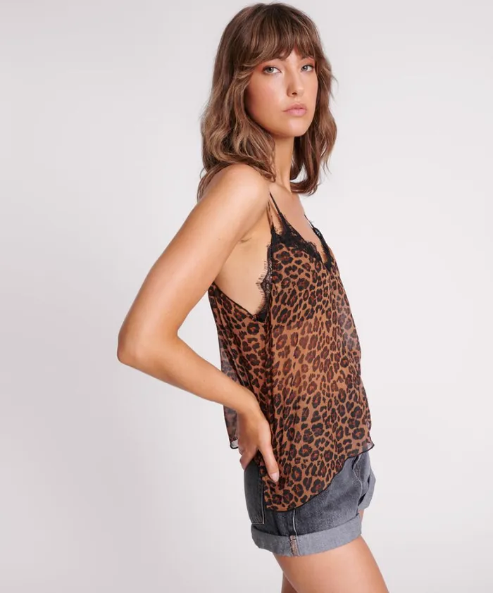 One Teaspoon Tops LEOPARD AND LACE CAMI TOP 8211 Women