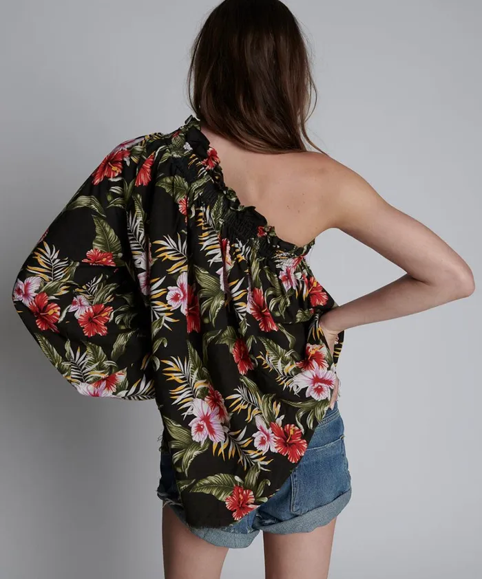One Teaspoon Tops NIGHT FLOWER HAWAIIAN ONE SHOULDER TOP 8211 Women One Teaspoon Tops NIGHT FLOWER HAWAIIAN ONE SHOULDER TOP 8211 Women