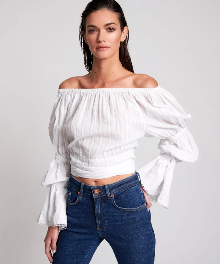 One Teaspoon Tops WHITE SUMMER NIGHTS CROP 8211 Women