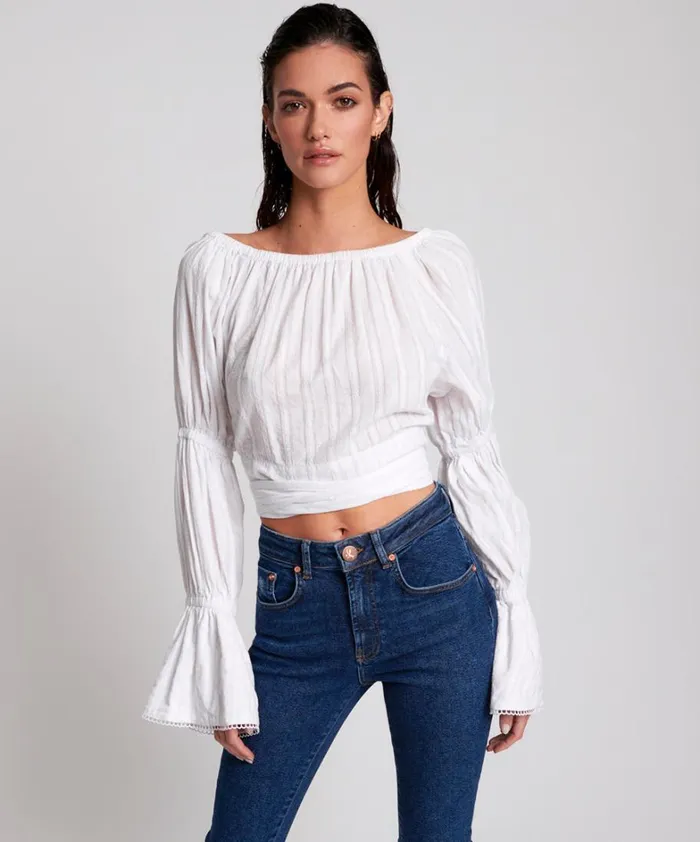 One Teaspoon Tops WHITE SUMMER NIGHTS CROP 8211 Women One Teaspoon Tops WHITE SUMMER NIGHTS CROP 8211 Women