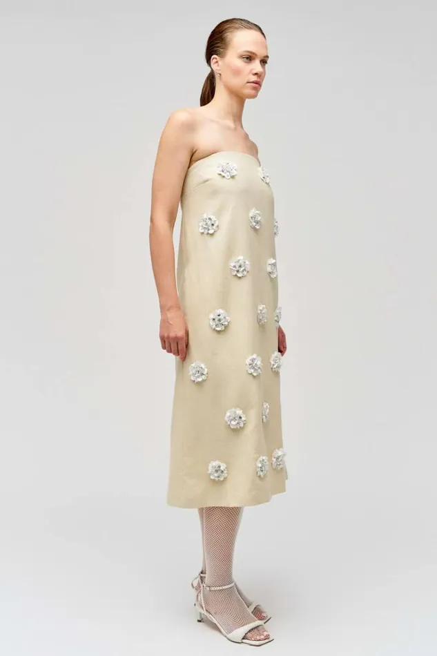 Oroton Dresses Women Flower Sequin Gown Limestone