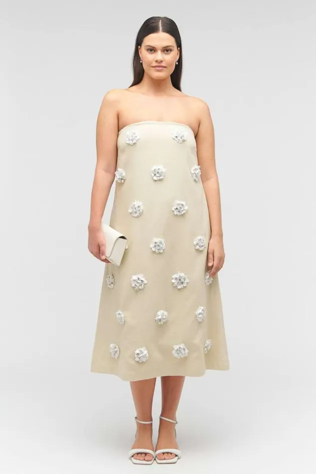 Oroton Dresses Women Flower Sequin Gown Limestone