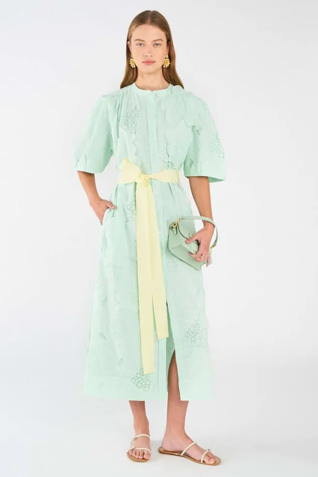 Oroton Dresses Women Lace Column Dress Sea Spray