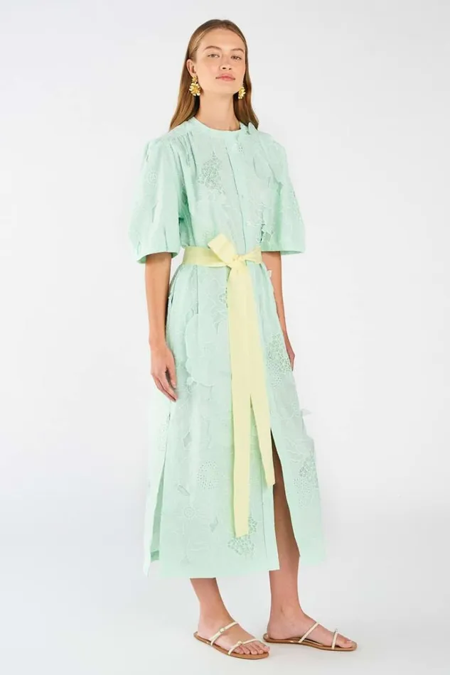 Oroton Dresses Women Lace Column Dress Sea Spray