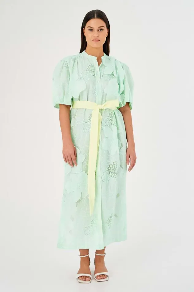 Oroton Dresses Women Lace Column Dress Sea Spray
