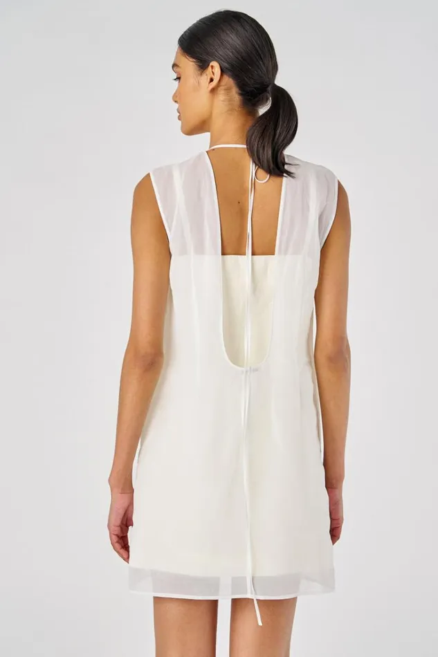 Oroton Dresses Women Lace Flower Sheer Dress Soft Cream