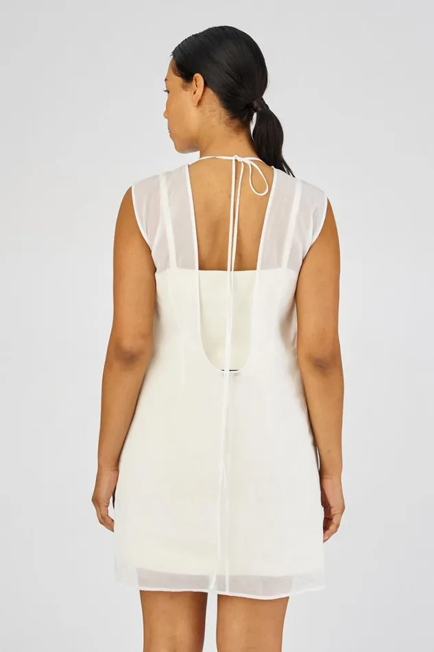 Oroton Dresses Women Lace Flower Sheer Dress Soft Cream