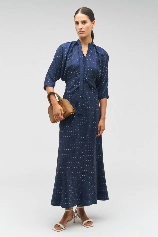 Oroton Dresses Women Pindot Tie Neck Dress North Sea