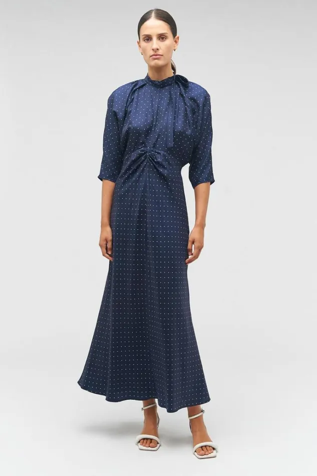 Oroton Dresses Women Pindot Tie Neck Dress North Sea