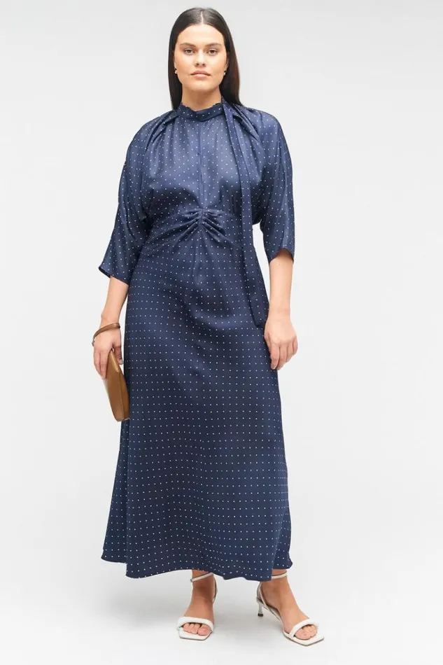 Oroton Dresses Women Pindot Tie Neck Dress North Sea