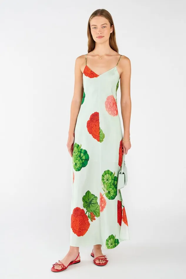 Oroton Dresses Women Posie Garden Print Slip Dress Sea Spray