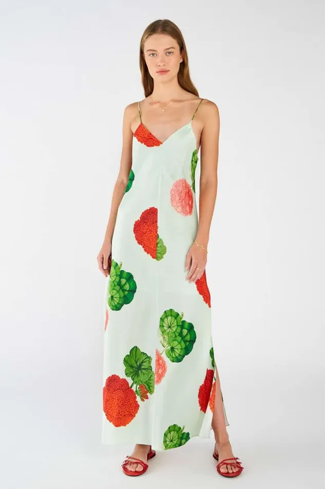 Oroton Dresses Women Posie Garden Print Slip Dress Sea Spray