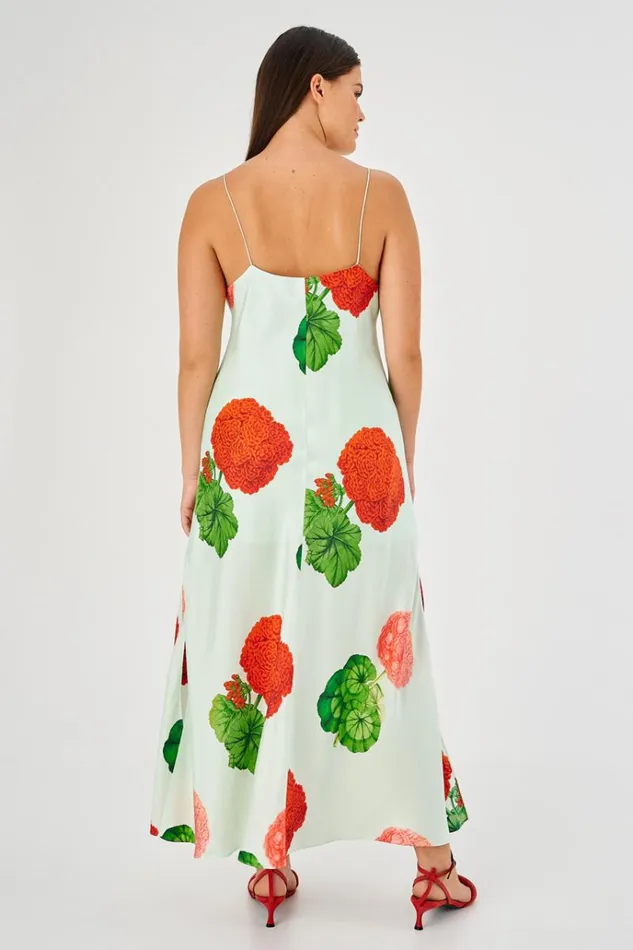 Oroton Dresses Women Posie Garden Print Slip Dress Sea Spray