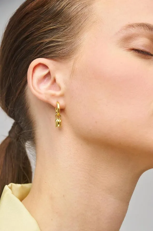 Oroton Earrings Jewellery Bonnie Tulip Charm Gold