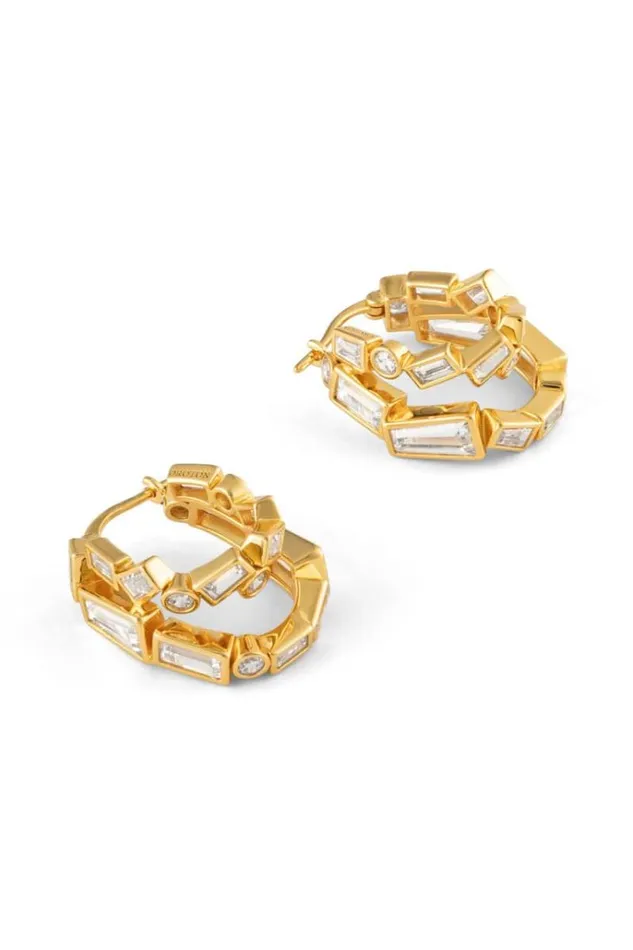 Oroton Earrings Jewellery Calypso Cluster Double Hoops 18k Gold