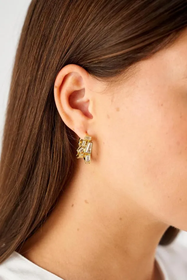 Oroton Earrings Jewellery Calypso Cluster Double Hoops 18k Gold