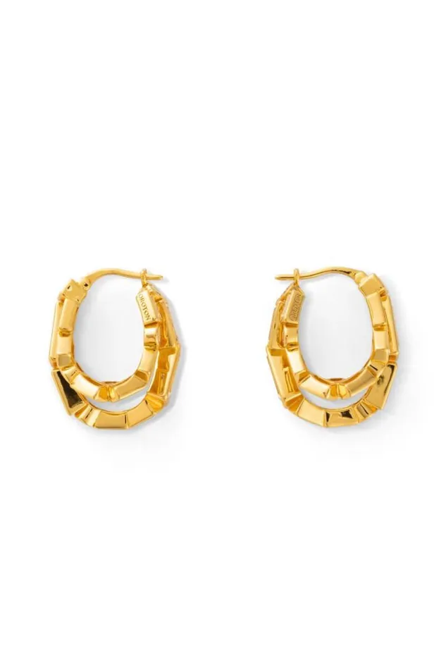 Oroton Earrings Jewellery Calypso Cluster Double Hoops 18k Gold