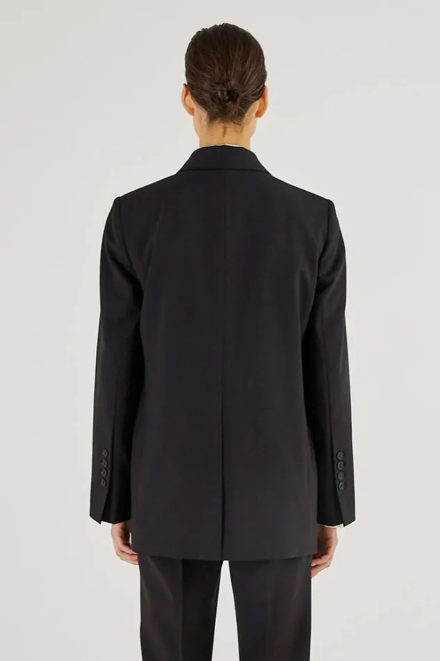 Oroton Jackets and Outerwear Women Double Breasted Blazer Black