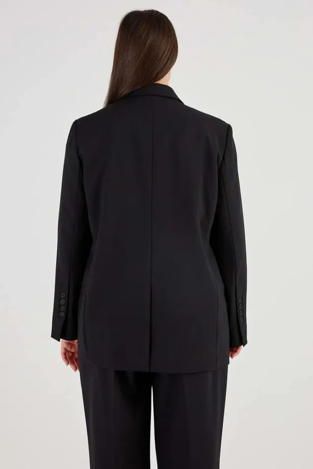 Oroton Jackets and Outerwear Women Double Breasted Blazer Black