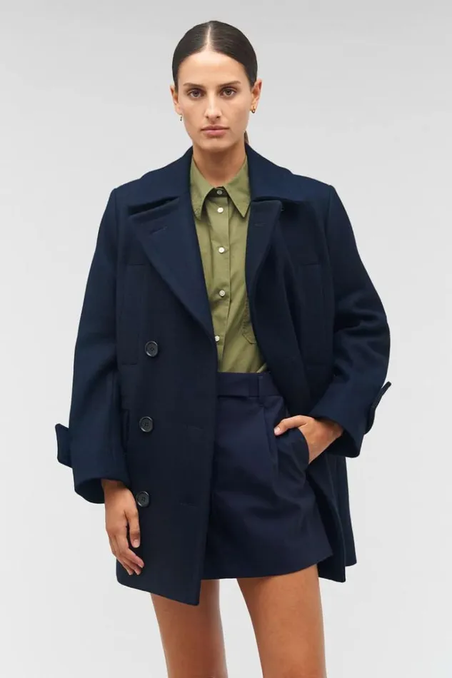 Oroton Jackets and Outerwear Women Double Breasted Pea Coat North Sea
